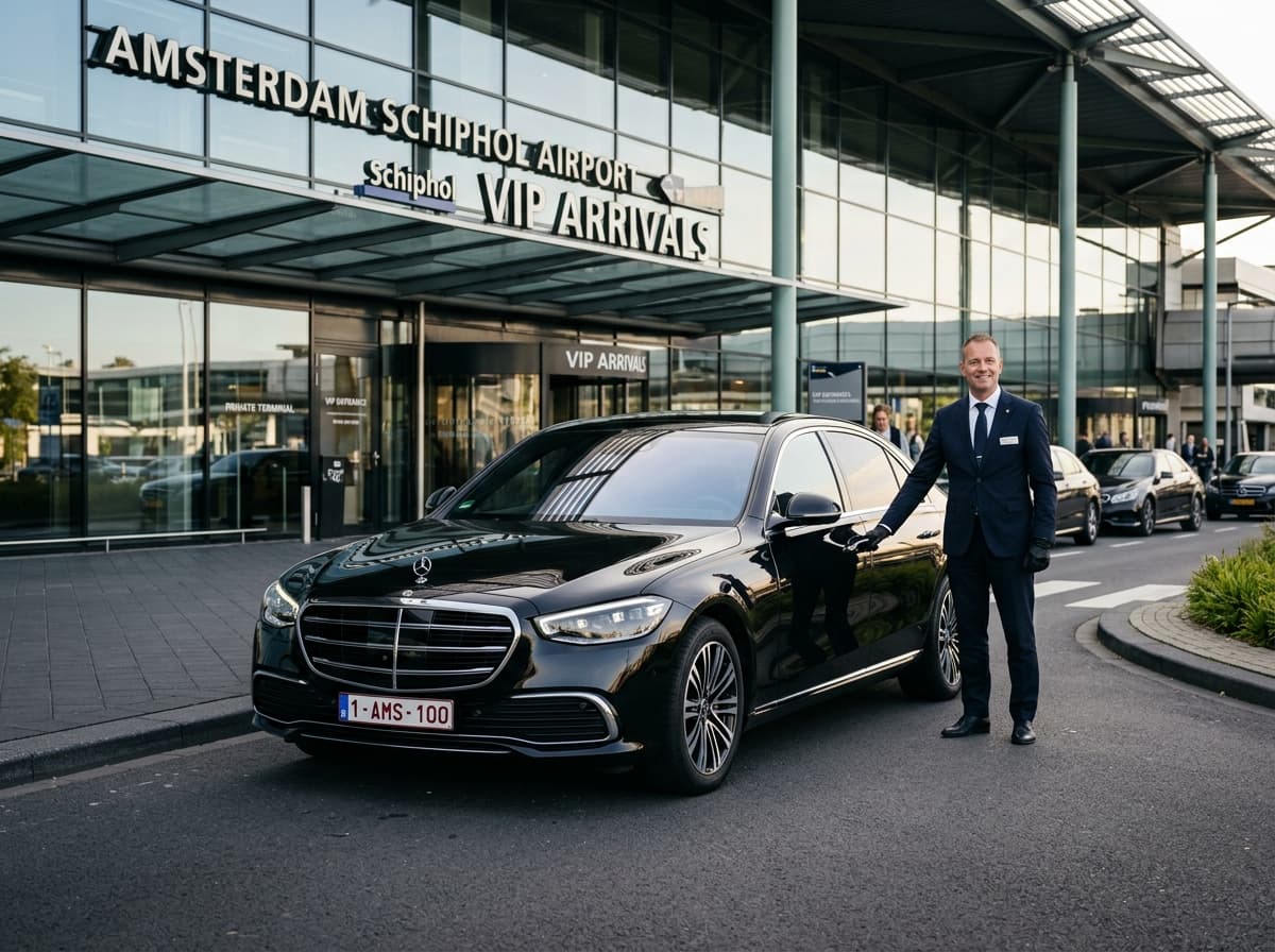 AMS Airport Taxi Professional Chauffeur at Schiphol Airport VIP Arrivals